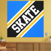 SKATE Bold Bright Blue Black Orange Racing Stripes Canvas Afdruk (Insitu (Woonkamer))