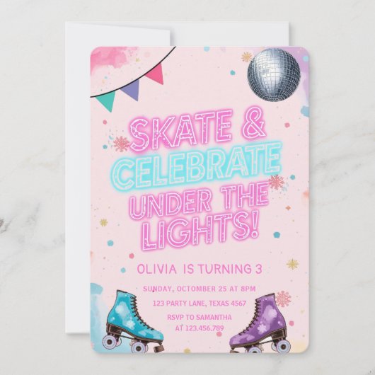 Skate & Celebrate Under the Lights Neon Kaart (Voorkant)