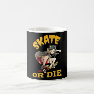 Skate or die Skateboarder Meisje Koffiemok