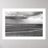 Skate surf à la plage poster noir et blanc (Devant)