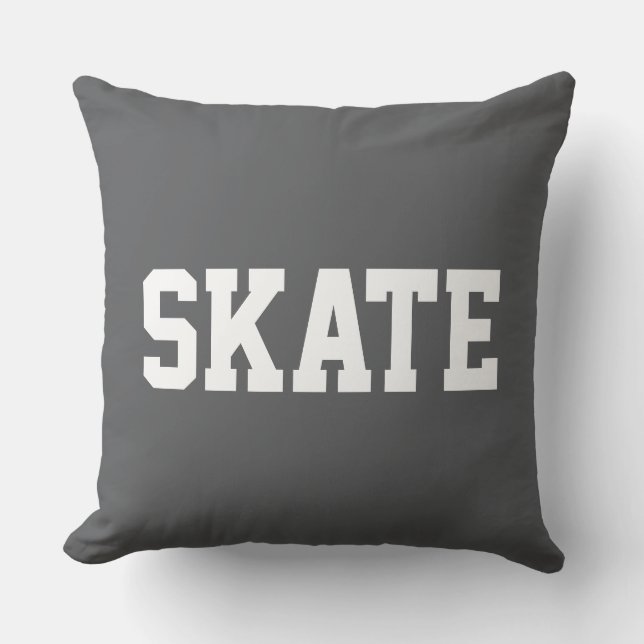 SKATE Vet atletisch witte tekst op moderne grijze  Kussen (Voorkant)