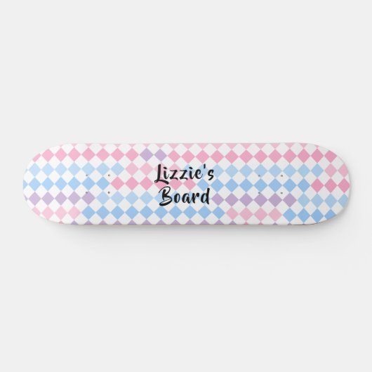 Skateboard 1990s 2000s Y2K Pastel Ajouter le nom Retro Checke (Horz)