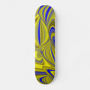 Skateboard 3D Abstract in Gold Yellow Blue
