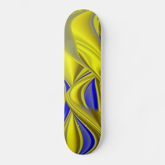 Skateboard 3D Abstract in Gold Yellow Blue (Recto)