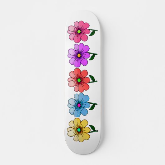 Skateboard 5 Fleurs de couleur (Devant)