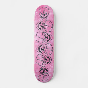 Skateboard 6 tablette de carton crâne rose