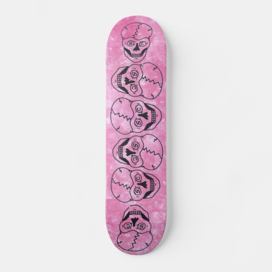 Skateboard 6 tablette de carton crâne rose (Recto)