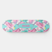 Skateboard 80's Memphis Active Pink Light Turquoise (Horz)