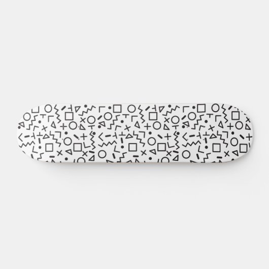 Skateboard 90's Noir & Blanc Retro Shapes Motif (Horz)