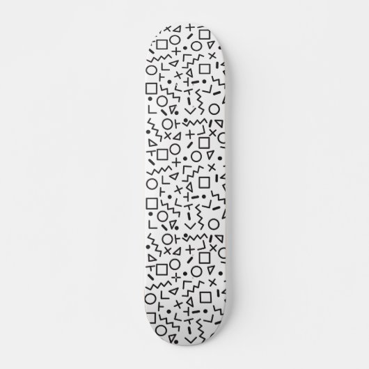 Skateboard 90's Noir & Blanc Retro Shapes Motif (Devant)