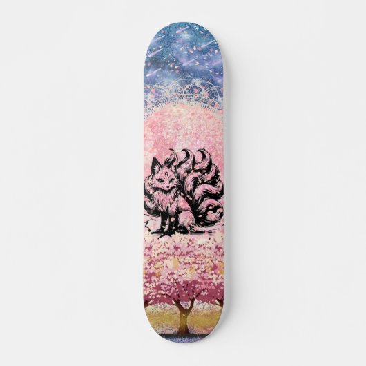 Skateboard 9 Tail Fox Asiatique Rose Cherry Blossom Skateboar (Devant)