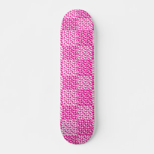 Skateboard à damiers Amour en Magenta et Blanc