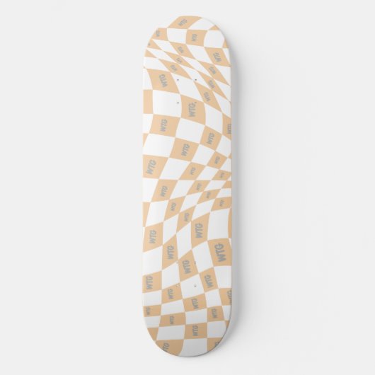 Skateboard à damiers beige et gris rétro moderne (Recto)