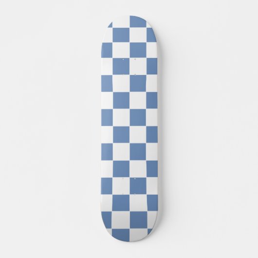 Skateboard à damiers bleu/gris et blanc (Devant)