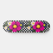 Skateboard à damiers et fleurs (Horz)