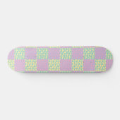 Skateboard à damiers Love-Pastel rose, jaune, violet et vert (Horz)