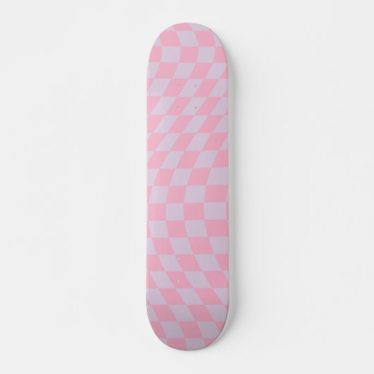 Skateboard à damiers Motif Lilac Pink Check Checkerboard (Devant)