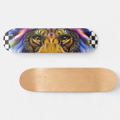Skateboard À damiers Retro Cool Lion Eyes (Horz)