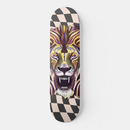 Skateboard À damiers Retro Gold Lion Eyes (Recto)
