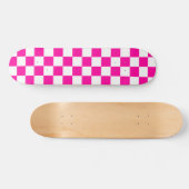 Skateboard à damiers rose et blanc (Horz)