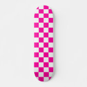 Skateboard à damiers rose et blanc (Devant)