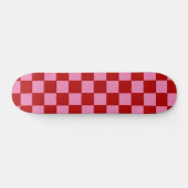 Skateboard à damiers rouge et rose chaud (Horz)
