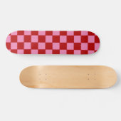 Skateboard à damiers rouge et rose chaud (Horz)