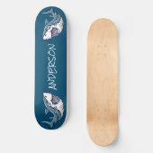 skateboard Aangepast 2 Blauwe haaien (Voorkant)