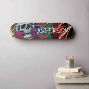 Skateboard Aangepaste blauwe schedel