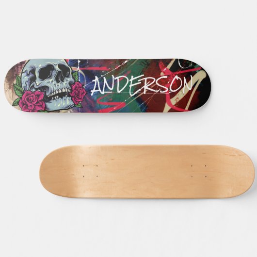 Skateboard Aangepaste blauwe schedel (Horizontaal)