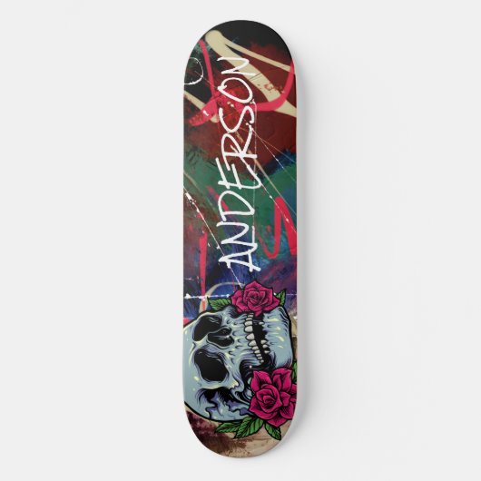 Skateboard Aangepaste blauwe schedel (Voorkant)