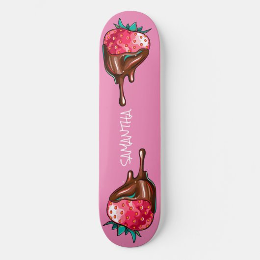 skateboard aardbei in druppelchocolade (Voorkant)
