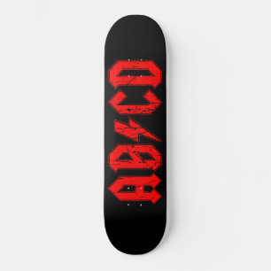 Skateboard ABCD rock musique drôle symbole faux acdc blague