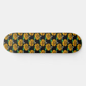 Skateboard Abeille sur Tournesol Fleur Motif Design Noir (Horz)