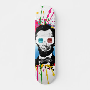 Skateboard Abraham Lincoln Pop Art Multicolore Éclaboussure R