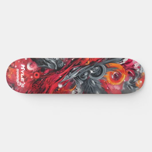 Skateboard Abstract airbrush street art in reds and grays (Horz)