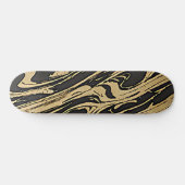 Skateboard Abstract Fluid Art - Black Marble Effect (Horz)