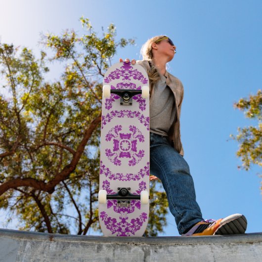 Skateboard Abstract Purple Orchid Flower Design Pattern Art (Extérieur 1)