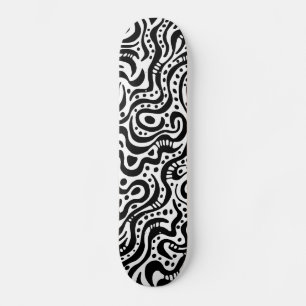 Skateboard Abstrait 041211v1 - Noir sur bois