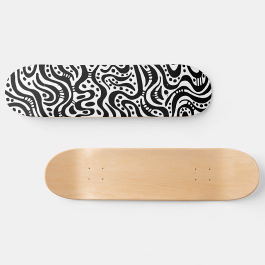 Skateboard Abstrait 041211v2 - Noir sur bois (Horz)