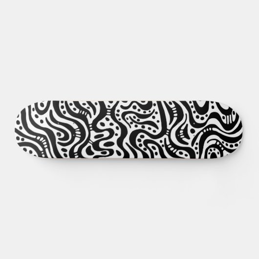 Skateboard Abstrait 041211v2 - Noir sur bois (Horz)