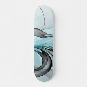 Skateboard Abstrait Anthracite Gris Bleu Moderne Fractage Art