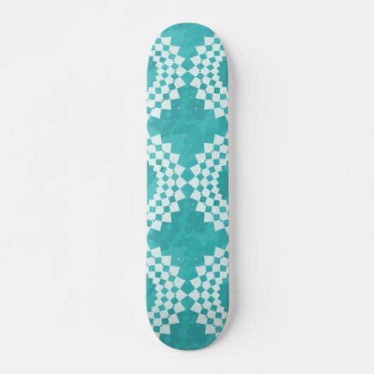 Skateboard Abstrait bleu blanc Motif Mandala moderne (Devant)
