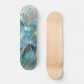 Skateboard Abstrait Bleu Vert Papillon Imaginaire Fractal Art (Recto)