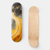 Skateboard Abstrait Doré Marbre Moderne Vagues (Recto)