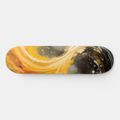 Skateboard Abstrait Doré Marbre Moderne Vagues (Horz)