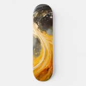 Skateboard Abstrait Doré Marbre Moderne Vagues (Recto)