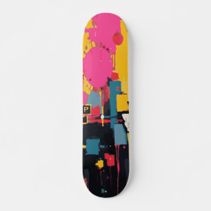 Skateboard Abstrait éclaboussure de peinture et blocs de coul