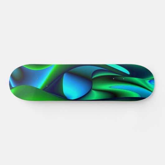 Skateboard Abstrait en bleu vert noir (Horz)
