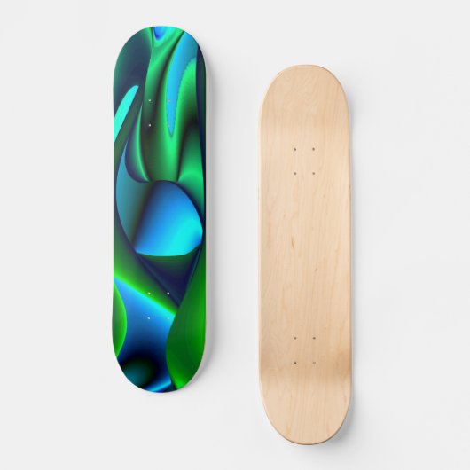 Skateboard Abstrait en bleu vert noir (Recto)